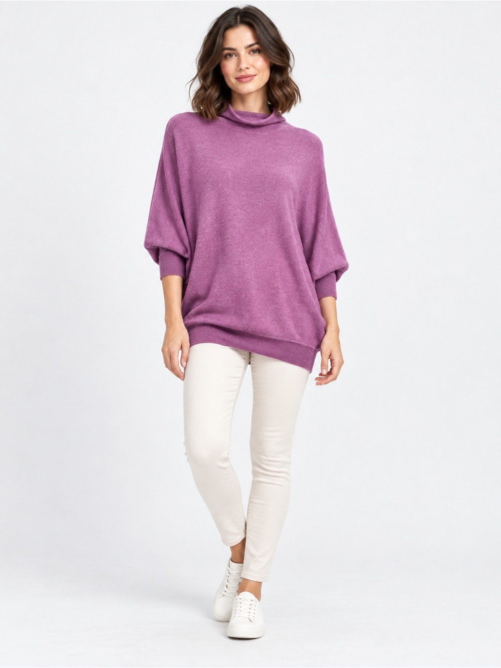 Relaxed Dolman Sweater in Lavender Purple